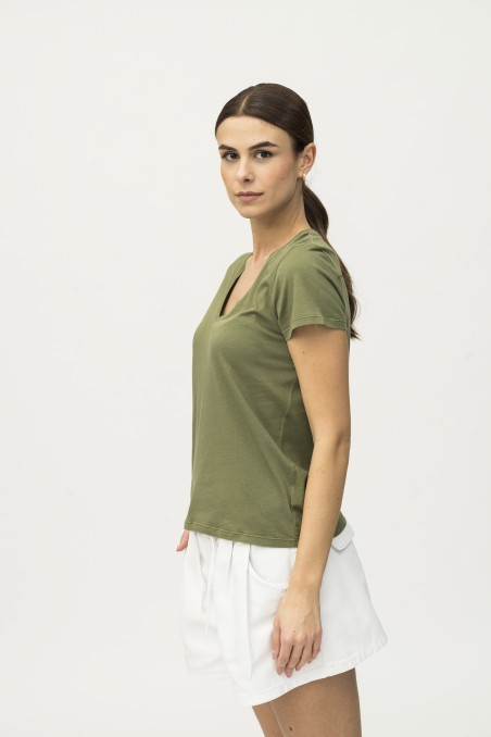 Majestic Filatures | T-shirt scollo a V in Cotone Silk Touch