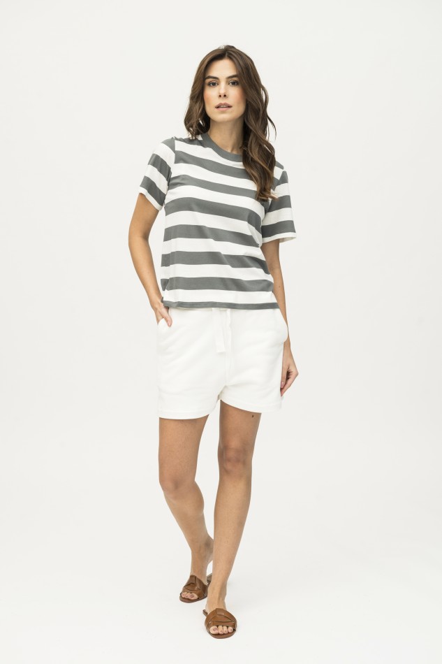 Majestic Filatures | T-Shirt a righe e maniche corte in Cotone Silk Touch 2