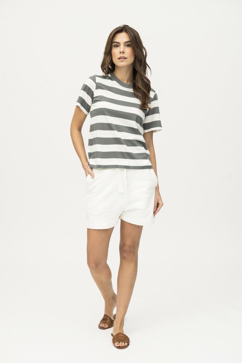 Majestic Filatures | T-Shirt a righe e maniche corte in Cotone Silk Touch