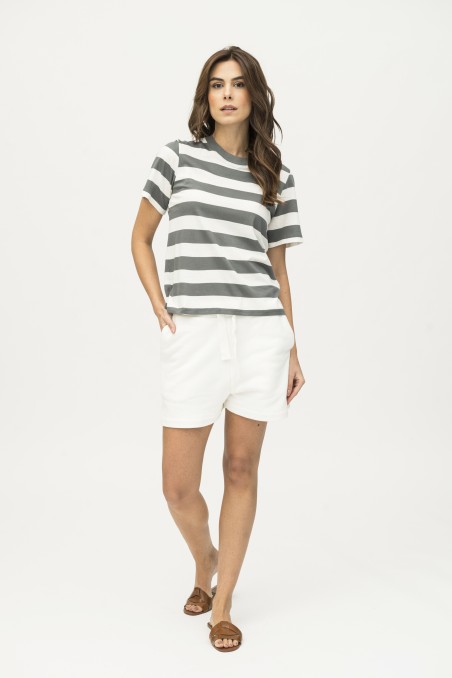 Majestic Filatures | T-Shirt a righe e maniche corte in Cotone Silk Touch