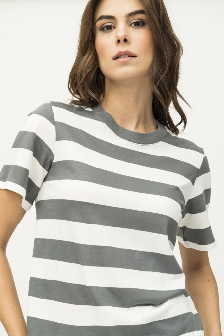 Majestic Filatures | T-Shirt a righe e maniche corte in Cotone Silk Touch