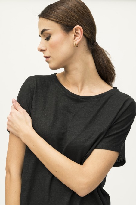 Majestic Filatures | T-Shirt over con scollo a barca e maniche corte