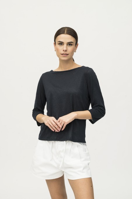 Majestic Filatures | T-Shirt scollo a barchetta regular