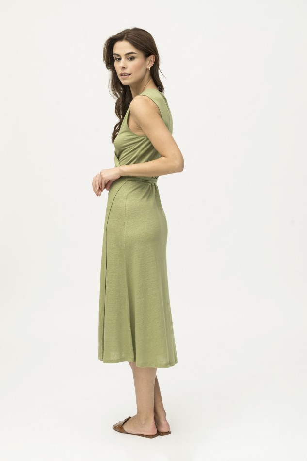 Majestic Filatures | Abito in lino a portafoglio con laccio 2