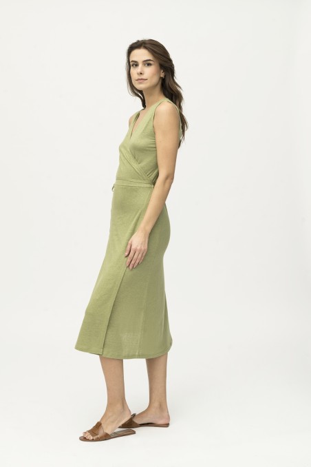 Majestic Filatures | Abito in lino a portafoglio con laccio