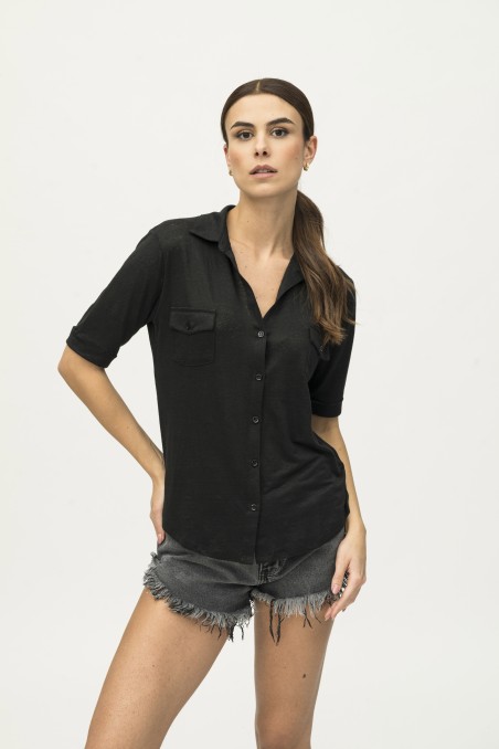 Majestic Filatures | Camicia in lino maniche al gomito