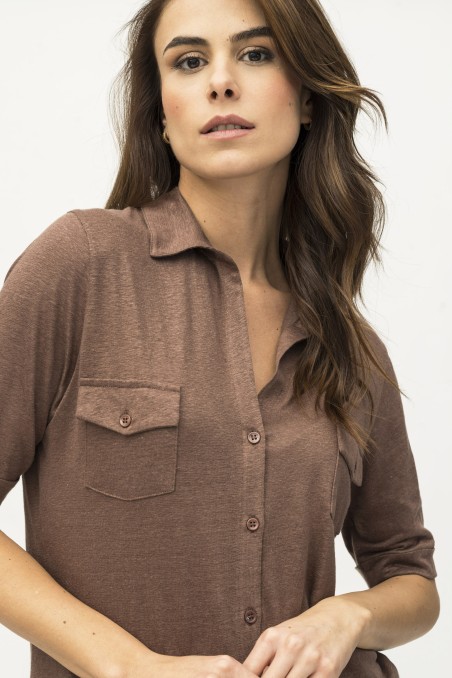 Majestic Filatures | Camicia in lino maniche al gomito