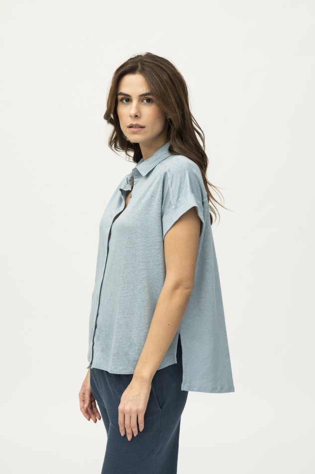 Majestic Filatures | Camicia in lino a maniche corte over 2