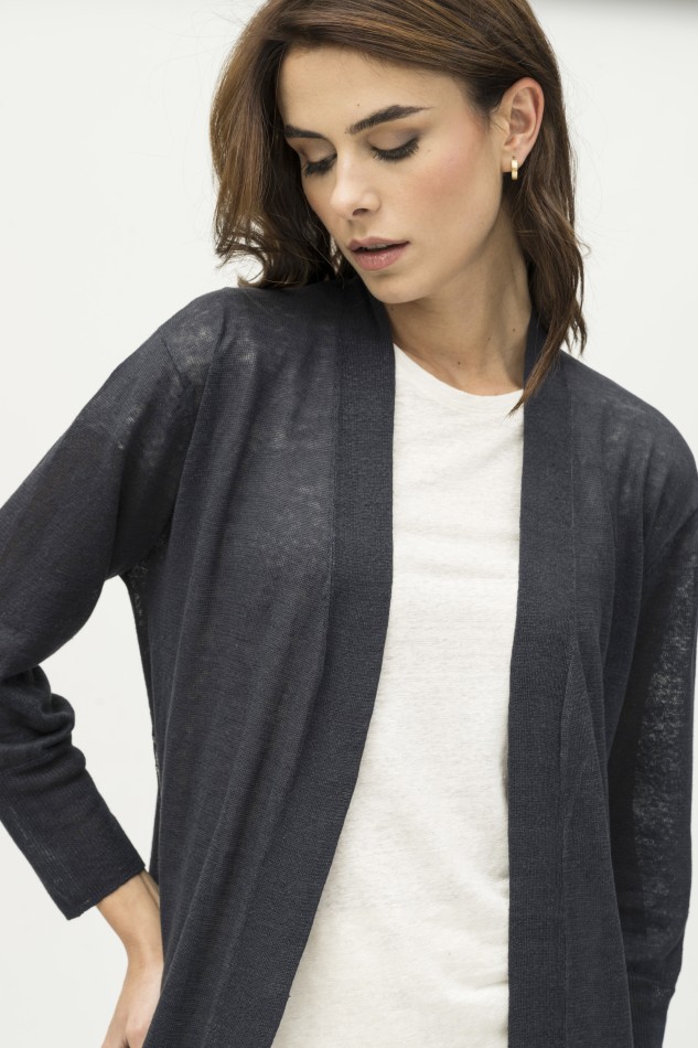 Majestic Filatures | Cardigan lungo in 100% lino filato 2