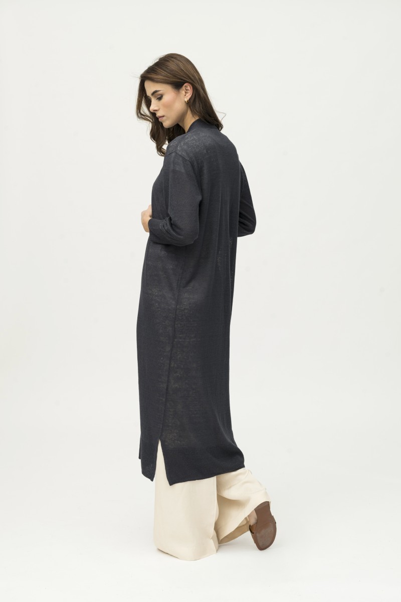 Majestic Filatures | Cardigan lungo in 100% lino filato