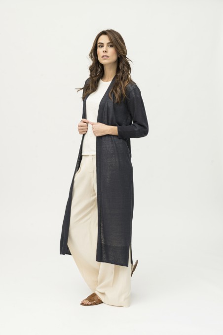 Majestic Filatures | Cardigan lungo in 100% lino filato