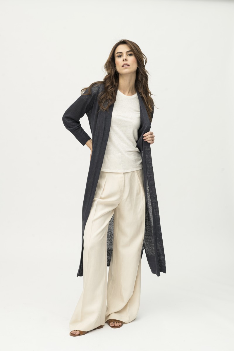Majestic Filatures | Cardigan lungo in 100% lino filato