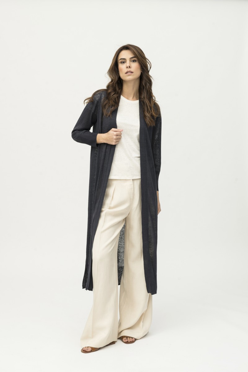 Majestic Filatures | Cardigan lungo in 100% lino filato