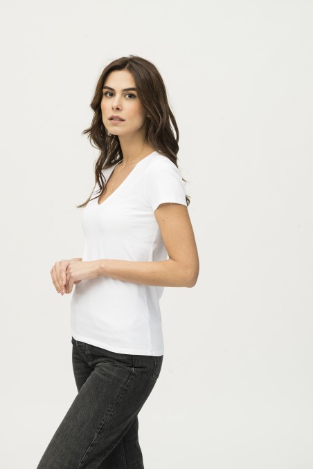 Majestic Filatures | T-shirt scollo a V basica in Cotone Deluxe