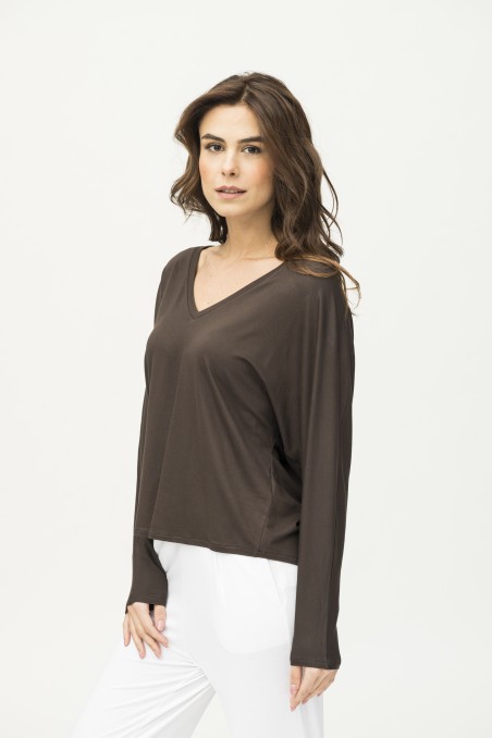 Majestic Filatures | T-shirt scollo a V e maniche a pipistrello