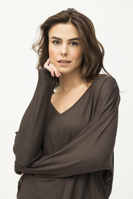 Majestic Filatures | T-shirt scollo a V e maniche a pipistrello