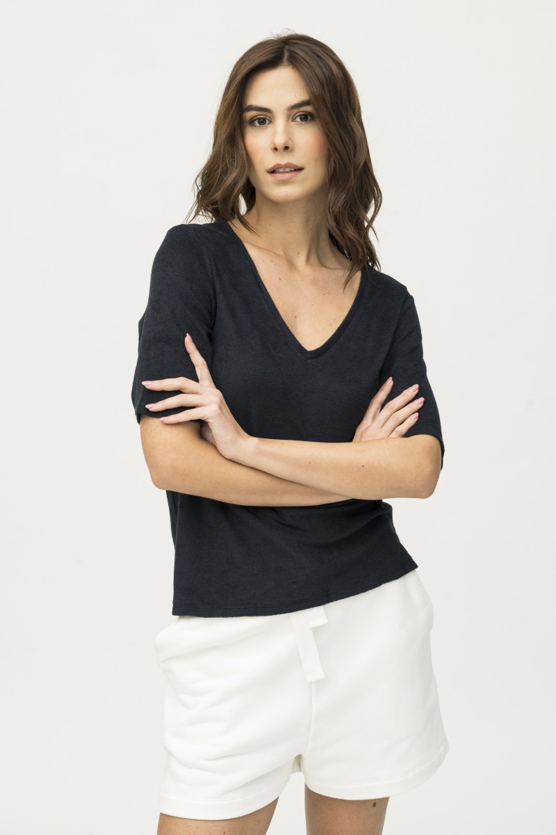Majestic Filatures | T-shirt in spugna scollo a V over