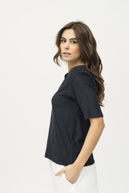 Majestic Filatures | T-shirt in spugna scollo a V over