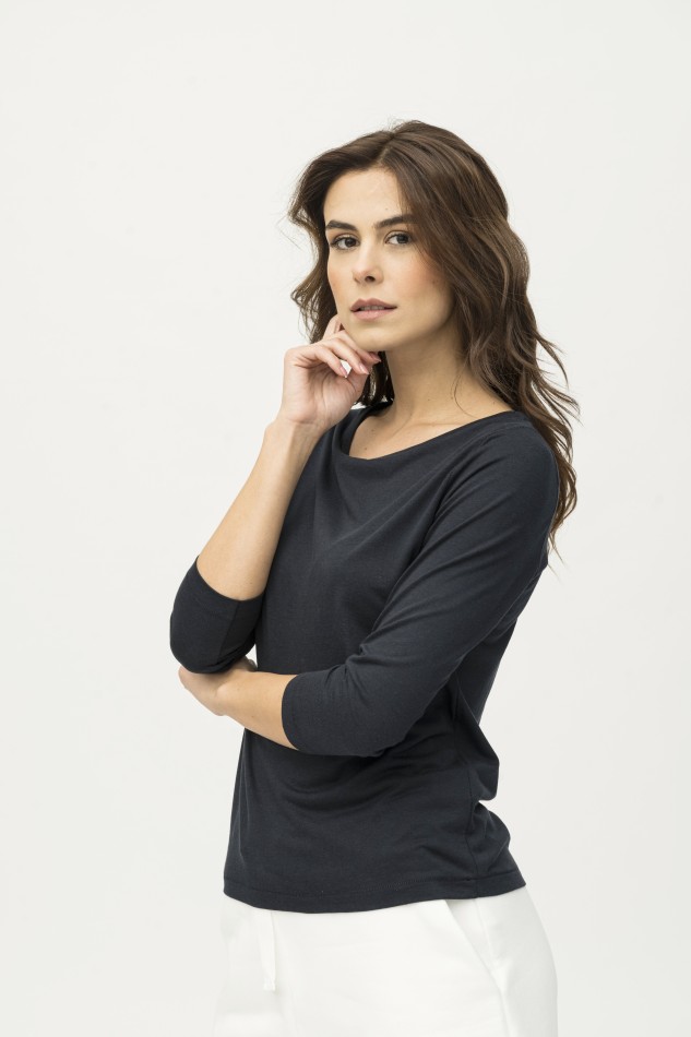 Majestic Filatures | T-shirt scollo a barca in lyocell 2