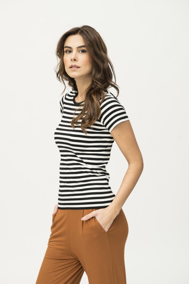 Majestic Filatures | T-shirt slim a righe in viscosa 2