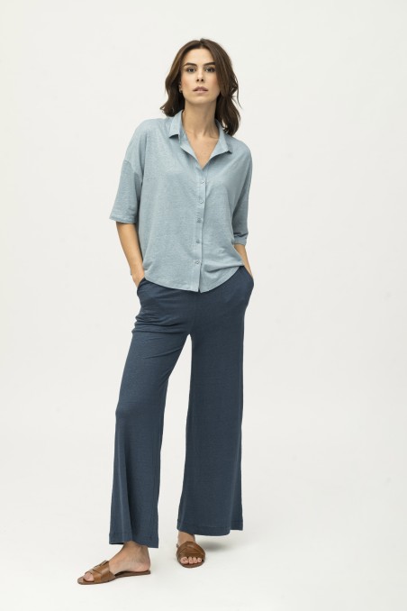 Majestic Filatures | Pantalone a fondo ampio in lino