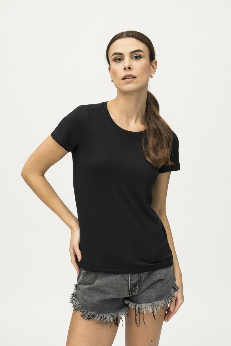 T-shirt girocollo basica in Cotone Silk Touch