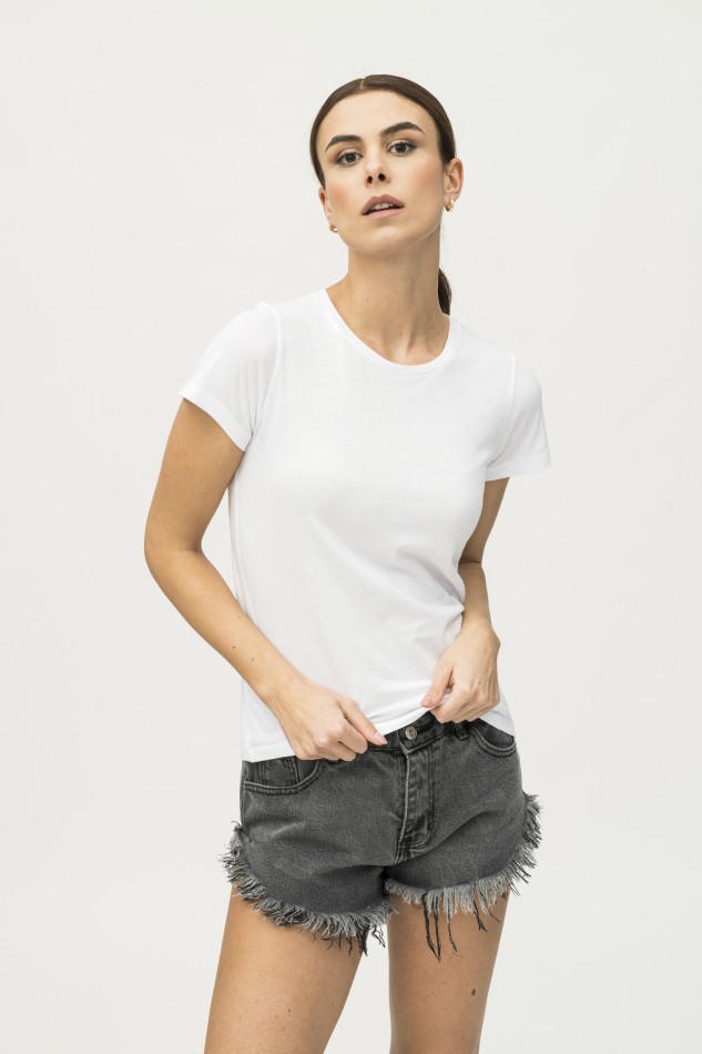 T-shirt girocollo basica in Cotone Silk Touch