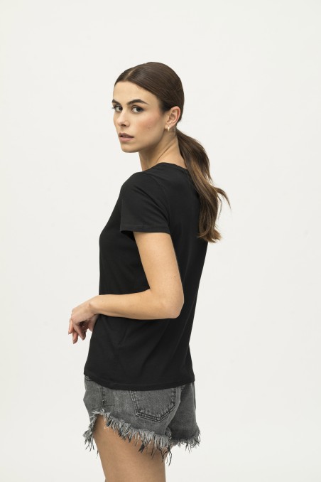 T-shirt scollo a V in Cotone Silk Touch essenziale