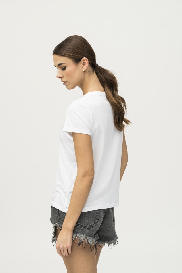 T-shirt scollo a V in Cotone Silk Touch essenziale 2