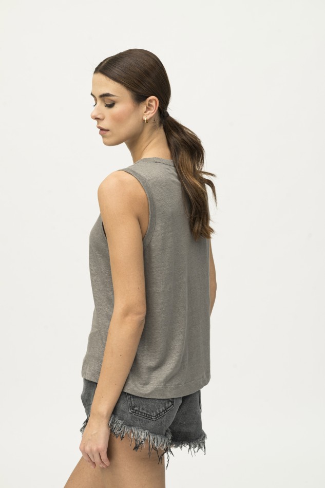 Majestic Filatures | Canotta girocollo in lino 2