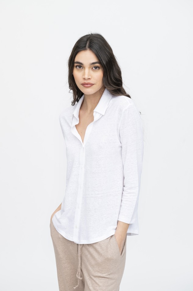 Majestic Filatures | Camicia in lino slim a maniche lunghe