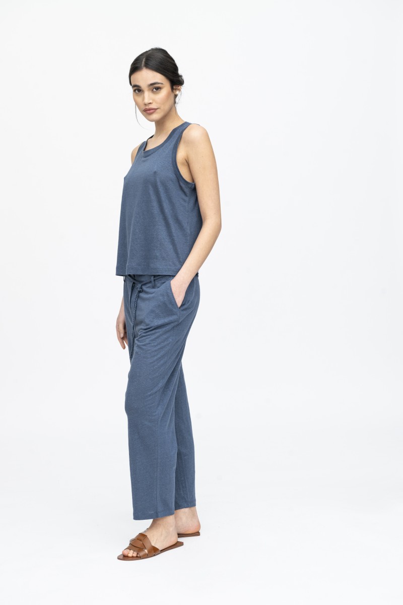 Pantalone taglio dritto in lino