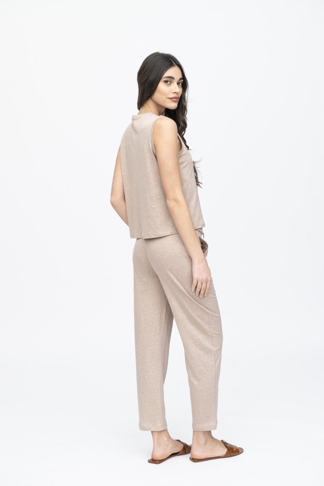 Pantalone taglio dritto in lino 2