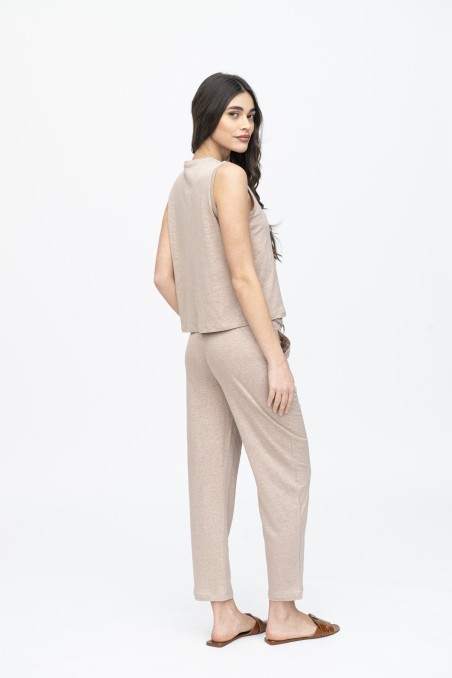 Pantalone taglio dritto in lino