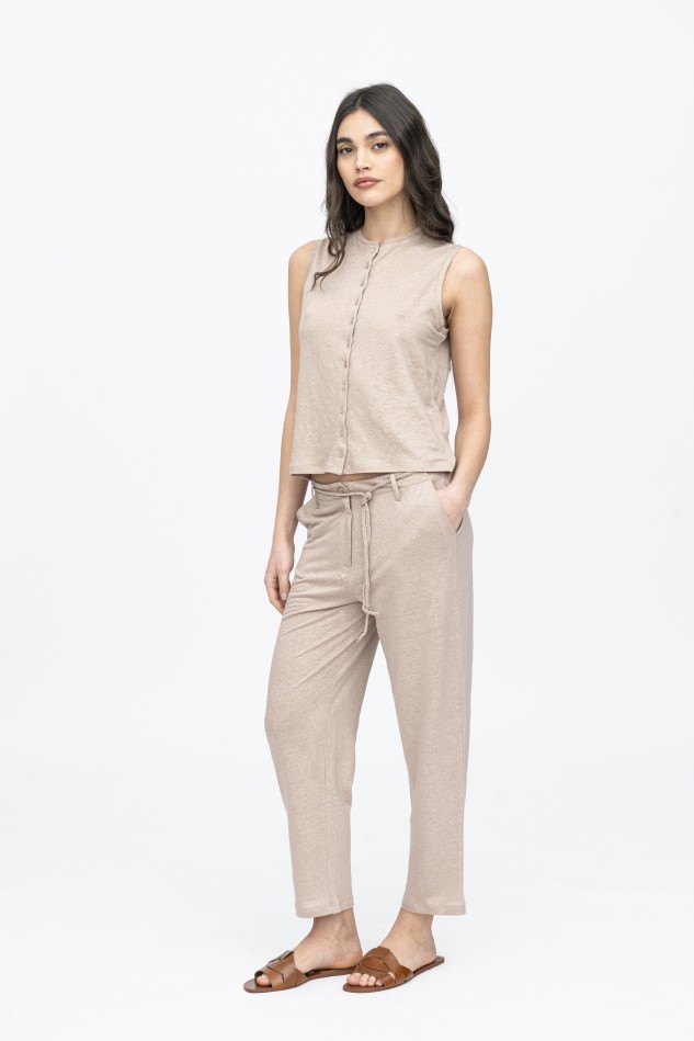 Pantalone taglio dritto in lino 2