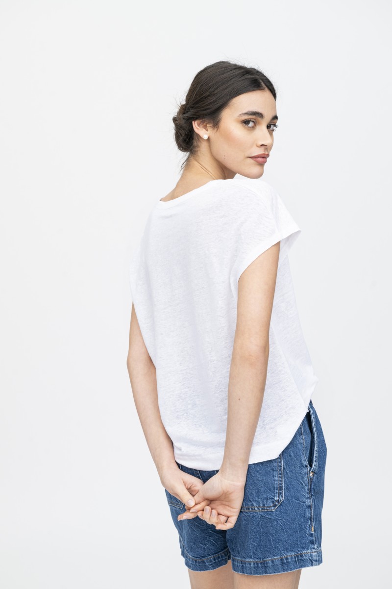 Majestic Filatures | T-Shirt scollo a U in lino