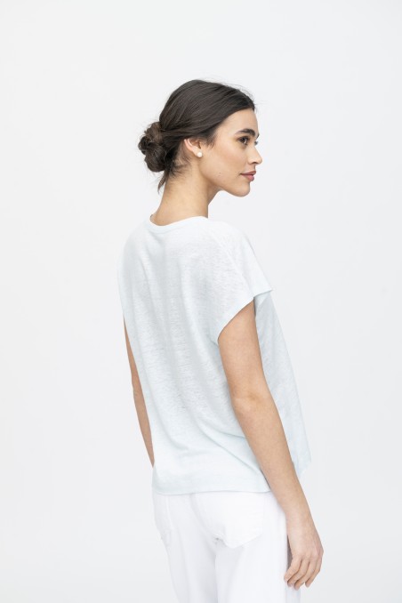 Majestic Filatures | T-Shirt scollo a U in lino