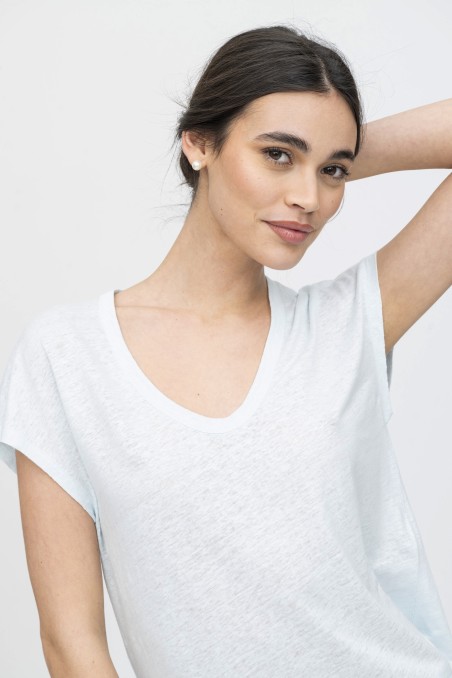 Majestic Filatures | T-Shirt scollo a U in lino