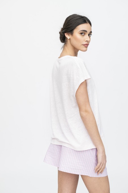 Majestic Filatures | T-Shirt scollo a U in lino