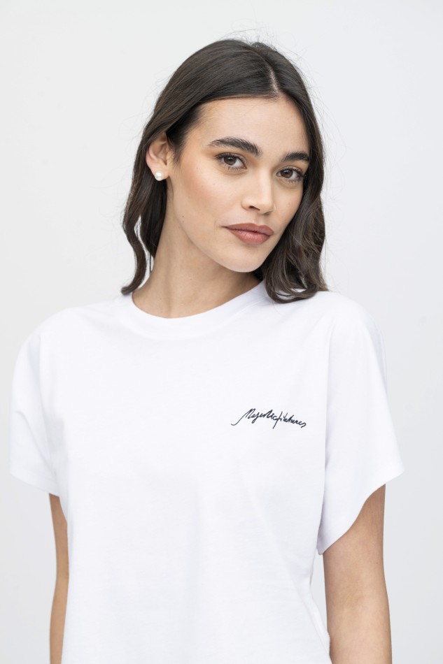 Majestic Filatures | T-shirt crop in cotone con logo 2