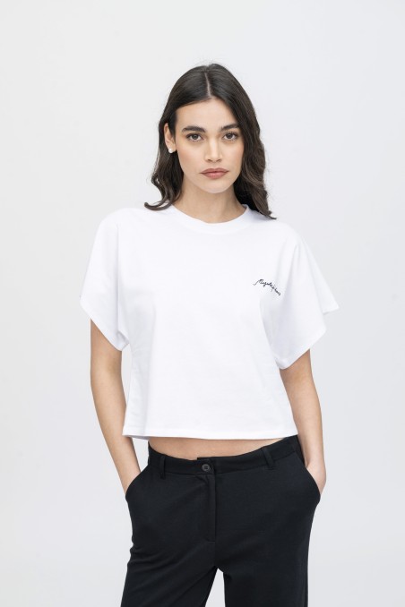 Majestic Filatures | T-shirt crop in cotone con logo