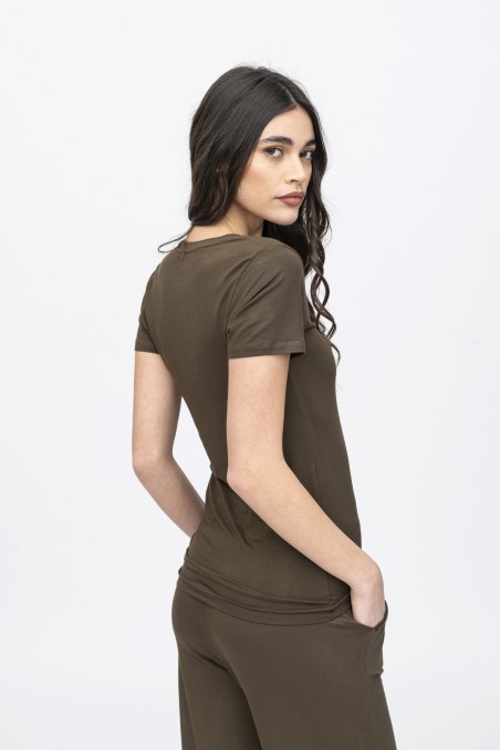 Majestic Filatures | T-shirt  bianca scollo a V maniche corte
