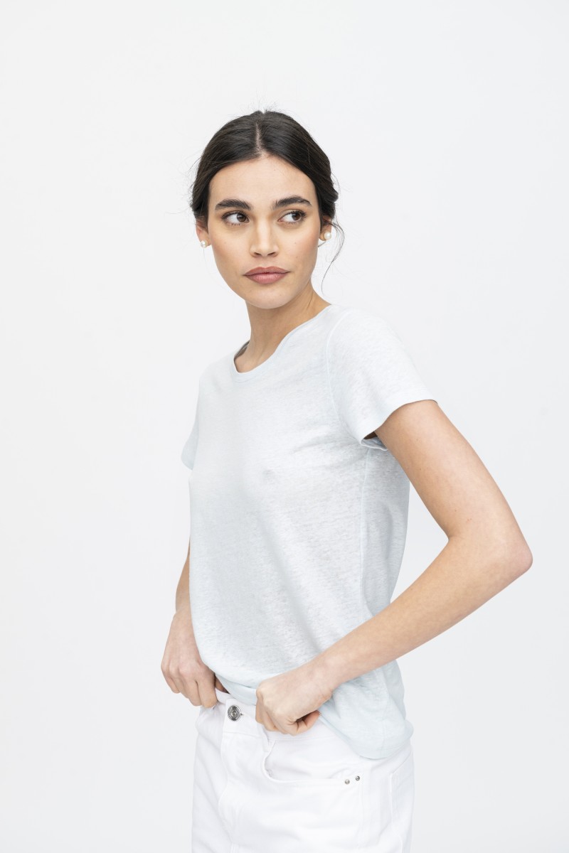 Majestic Filatures |T-shirt bianca basica in lino