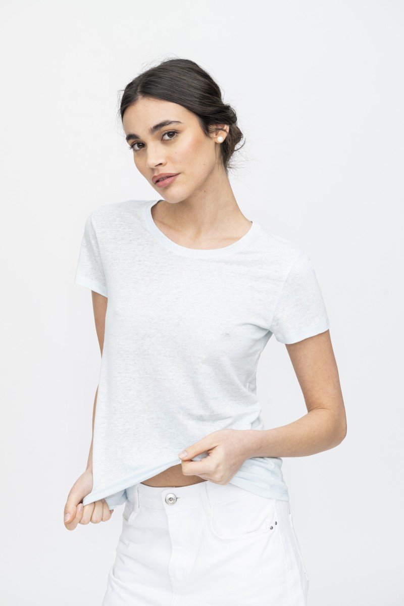 Majestic Filatures |T-shirt bianca basica in lino
