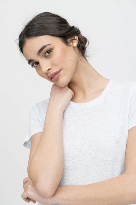Majestic Filatures |T-shirt bianca basica in lino