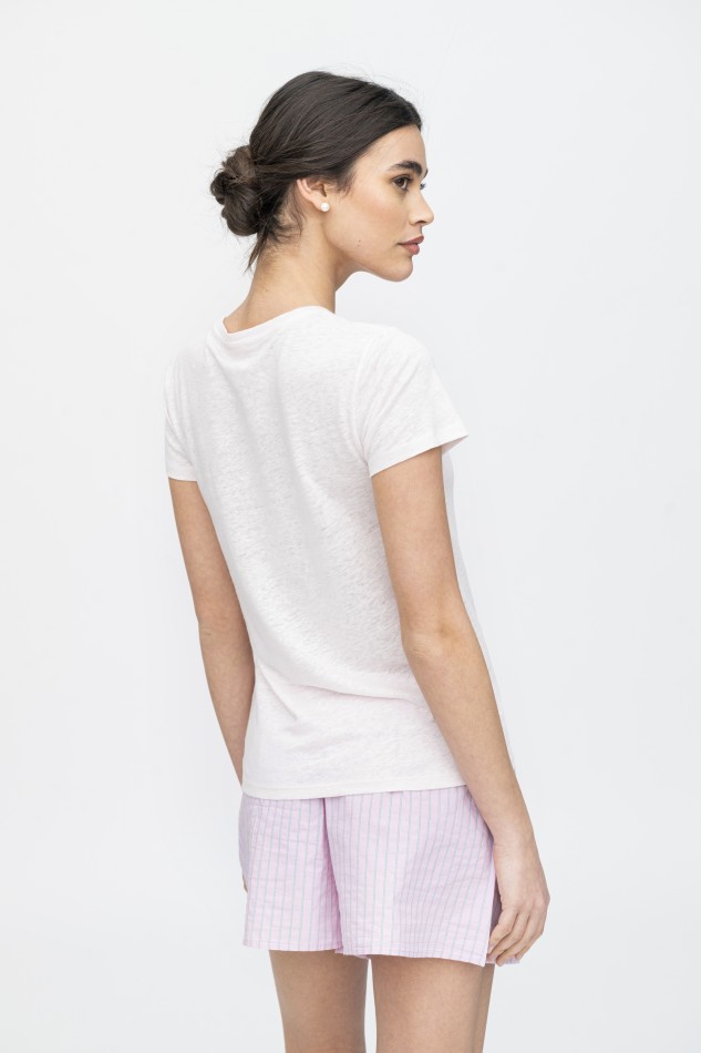 Majestic Filatures |T-shirt bianca basica in lino 2