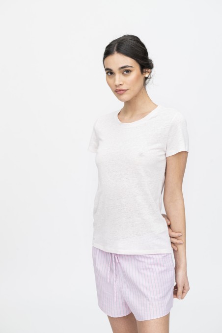 Majestic Filatures |T-shirt bianca basica in lino