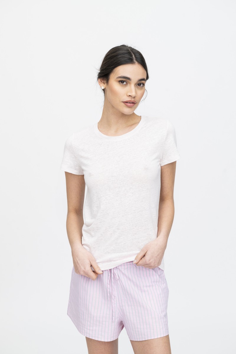 Majestic Filatures |T-shirt bianca basica in lino