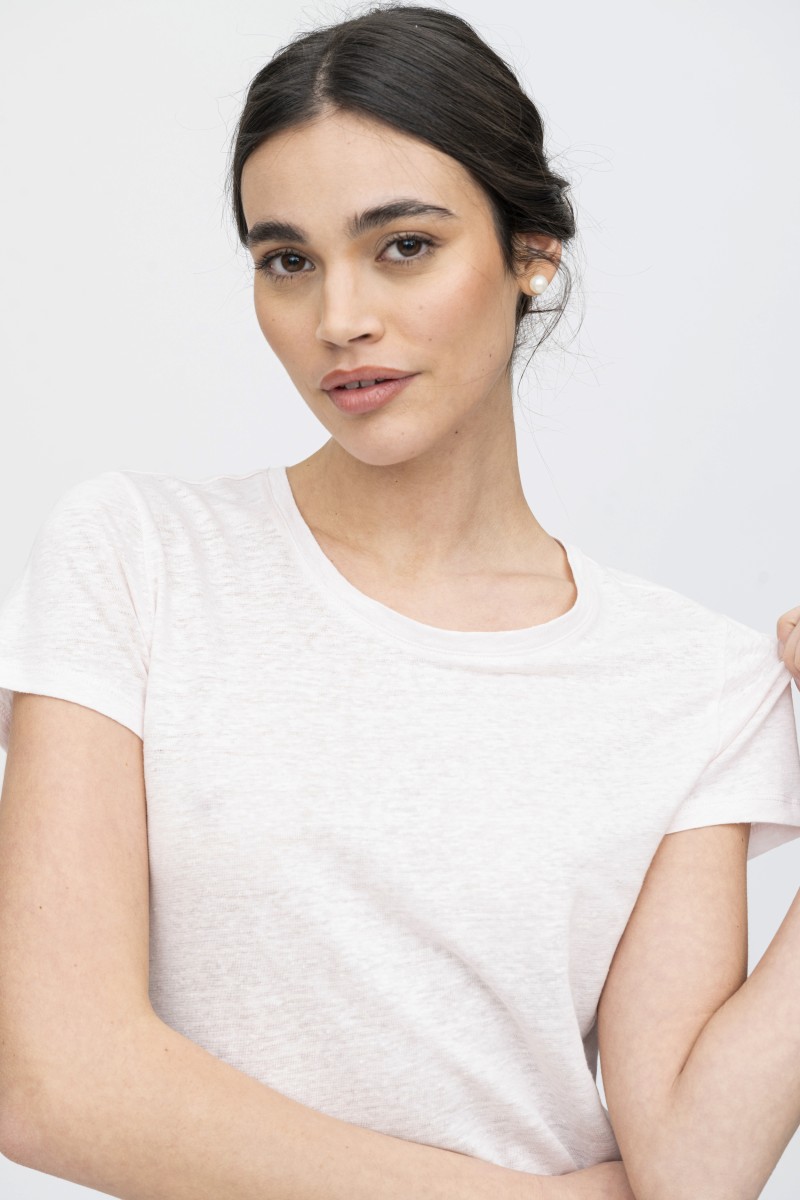 Majestic Filatures |T-shirt bianca basica in lino