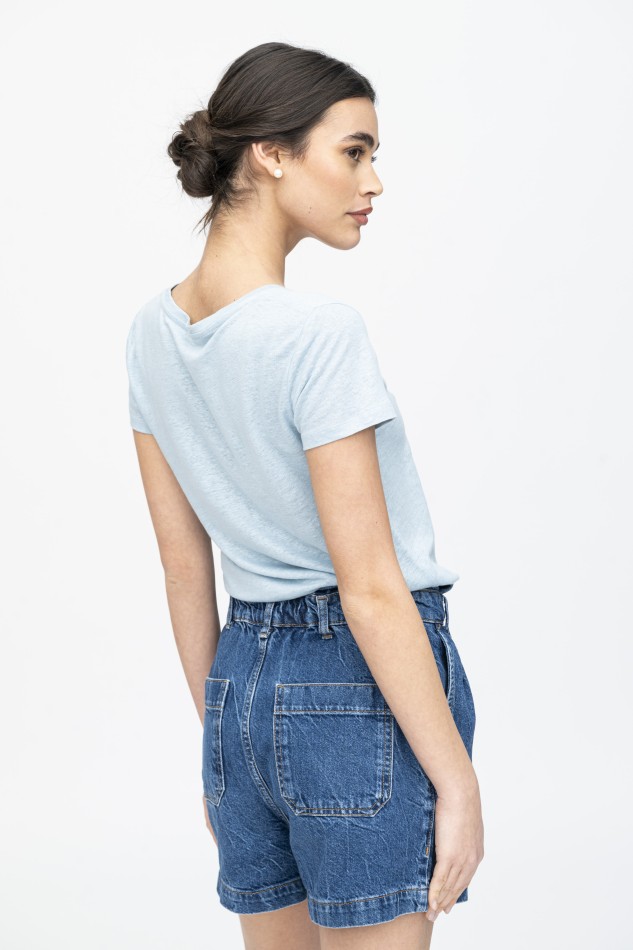 Majestic Filatures |T-shirt scollo a V basica in lino 2